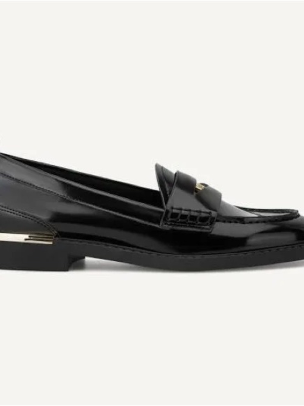 DKNY Black Patent Loafers with Gold Accent Size 10 - Picture 11 of 14